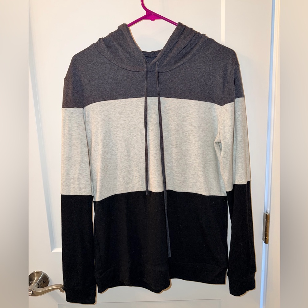 Amazon Colorblock Hoodie Sweatshirt in Charcoal, Light Gray, and Black